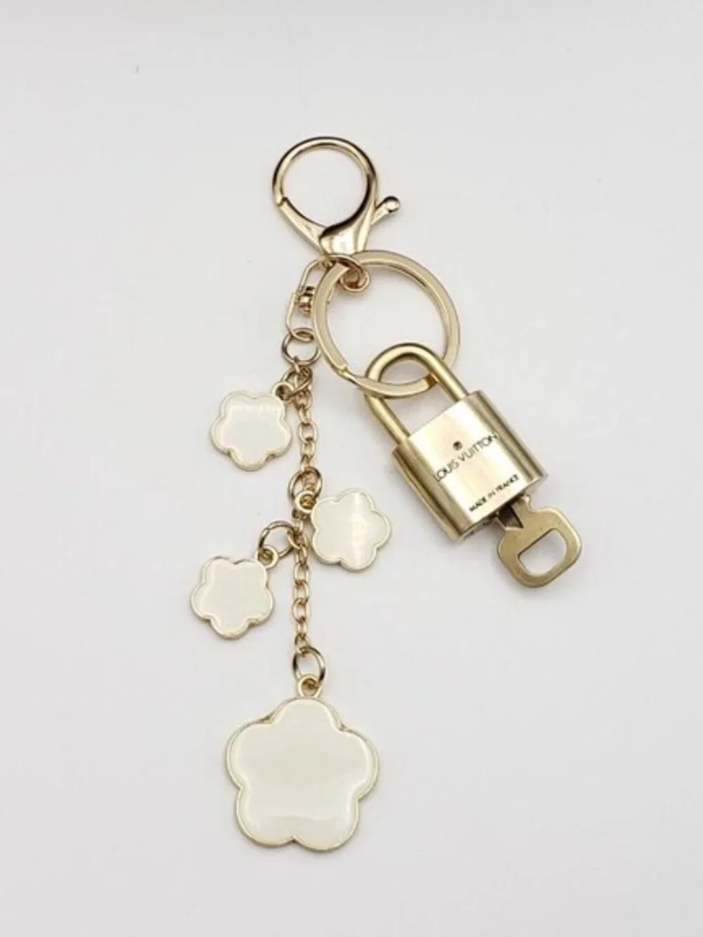 Louis Vuitton Gold Padlock 🔒 Key Set Authentic LV w/ Unbranded Flower Keychain